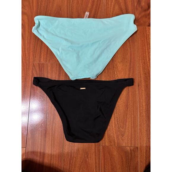 Victoria Secret Lot Of 2 Bikini Bottoms - Black And Blue Size Large - Picture 5 of 6